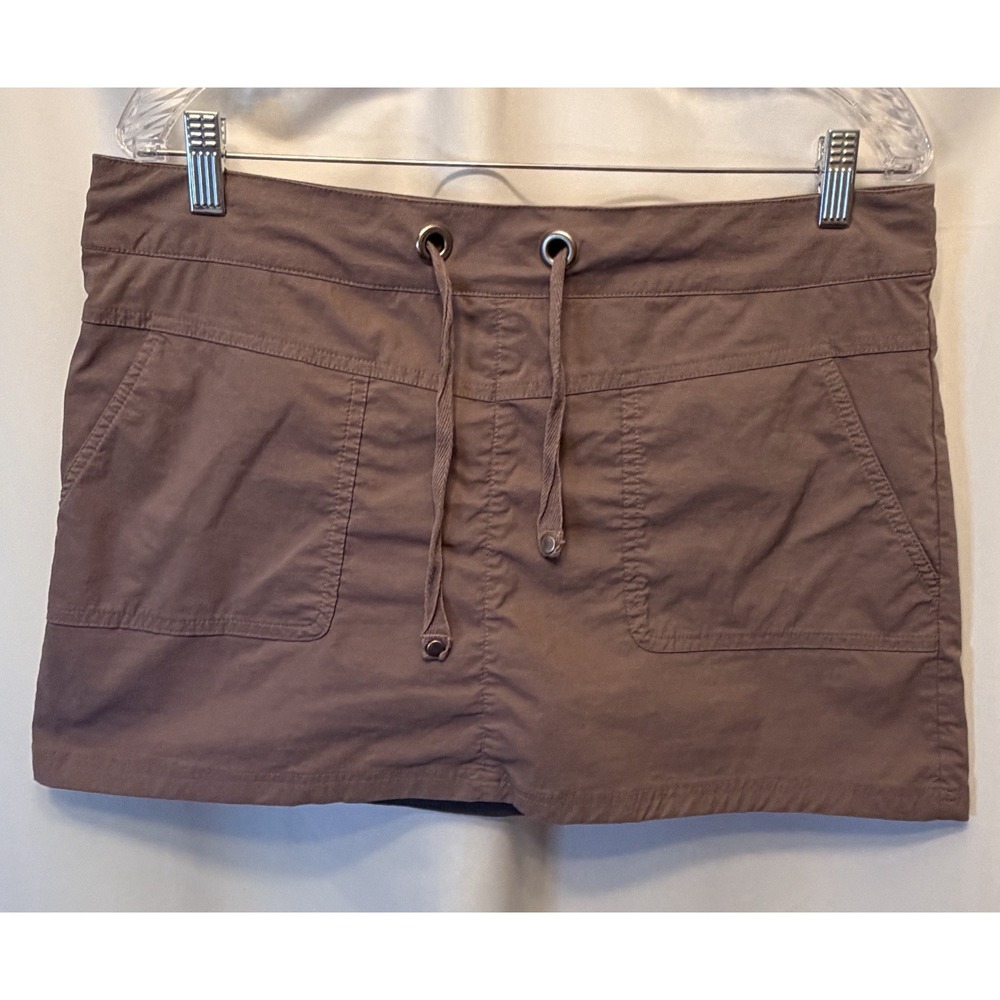 prAna Women's Large Bliss‎ Skort Active Casual Bike Shorts Liner Moonrock Taupe